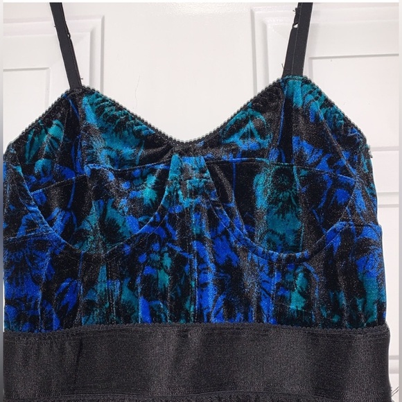 Women’s Garage Black Blue and Green Mini Dress Spaghetti Strap  Sz Medium - Picture 1 of 6